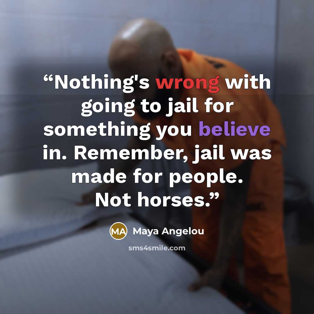 “Nothing's wrong with going to jail for something you believe in. Remember, jail was made for people. Not horses.” quote by Maya Angelou