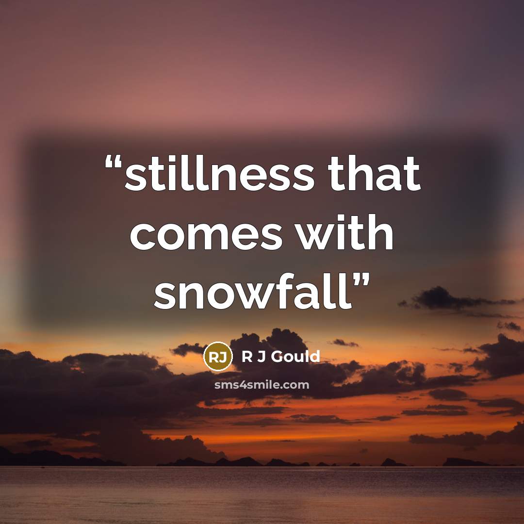 “stillness that comes with snowfall” quote by R J Gould