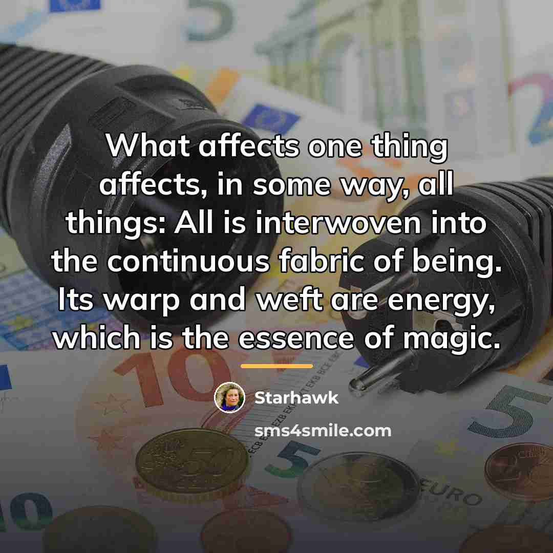 “What affects one thing affects, in some way, all things:…” quote by Starhawk