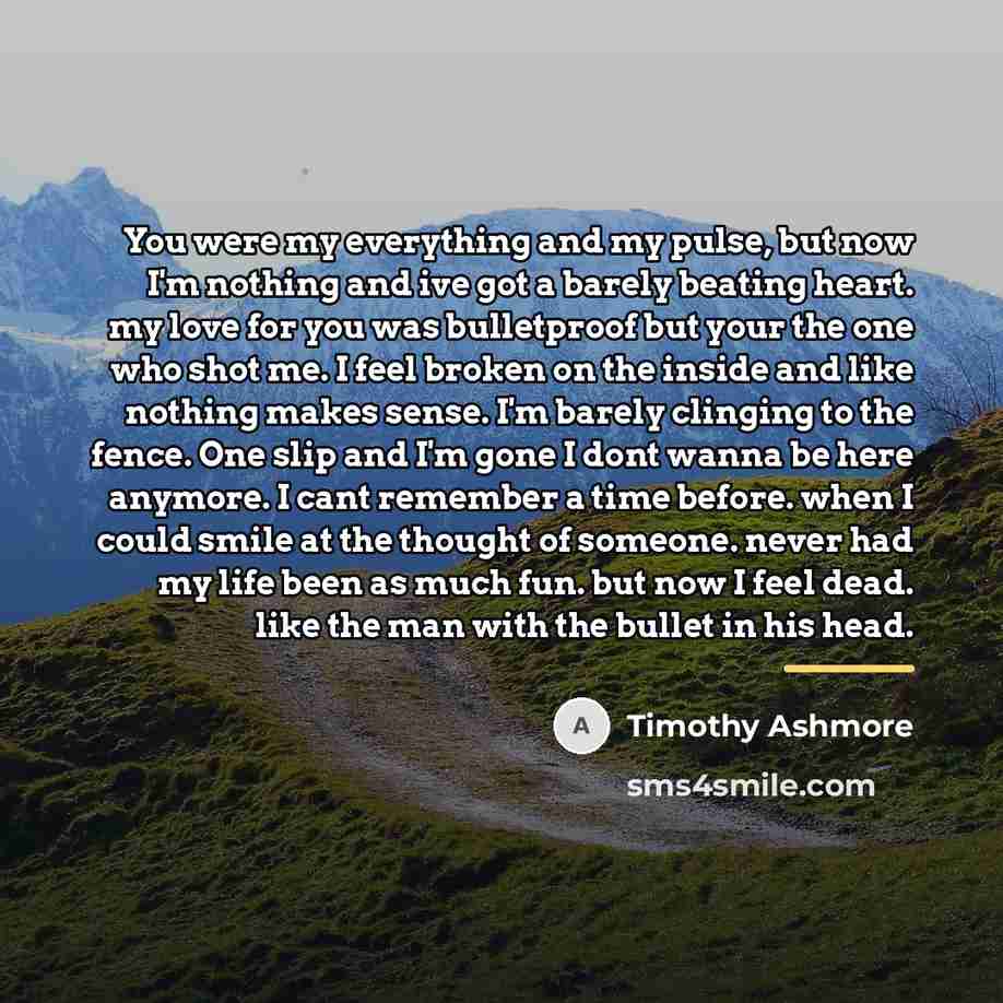 “You were my everything and my pulse, but now I'm…” quote by Timothy Ashmore