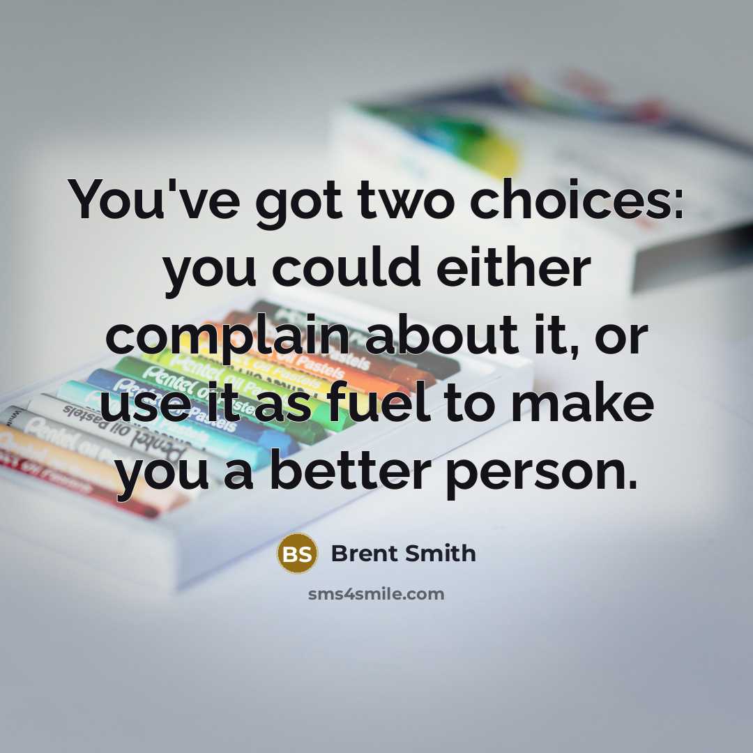 “You've got two choices: you could either complain about it,…” quote by Brent Smith