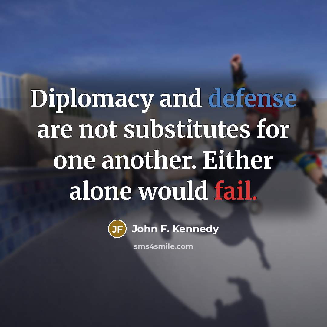 “Diplomacy and defense are not substitutes for one another. Either…” quote by John F. Kennedy