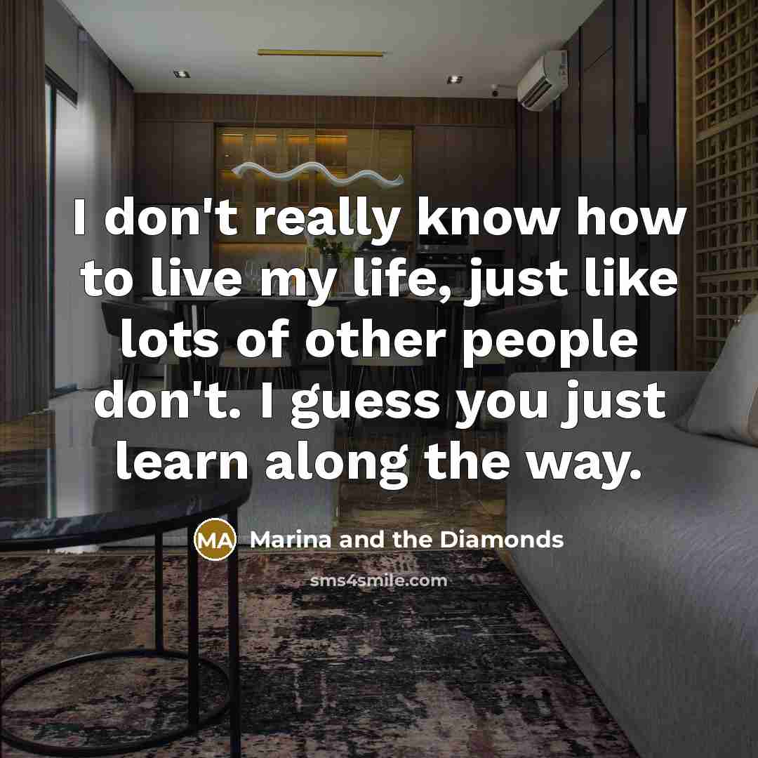 “I don't really know how to live my life, just…” quote by Marina and the Diamonds