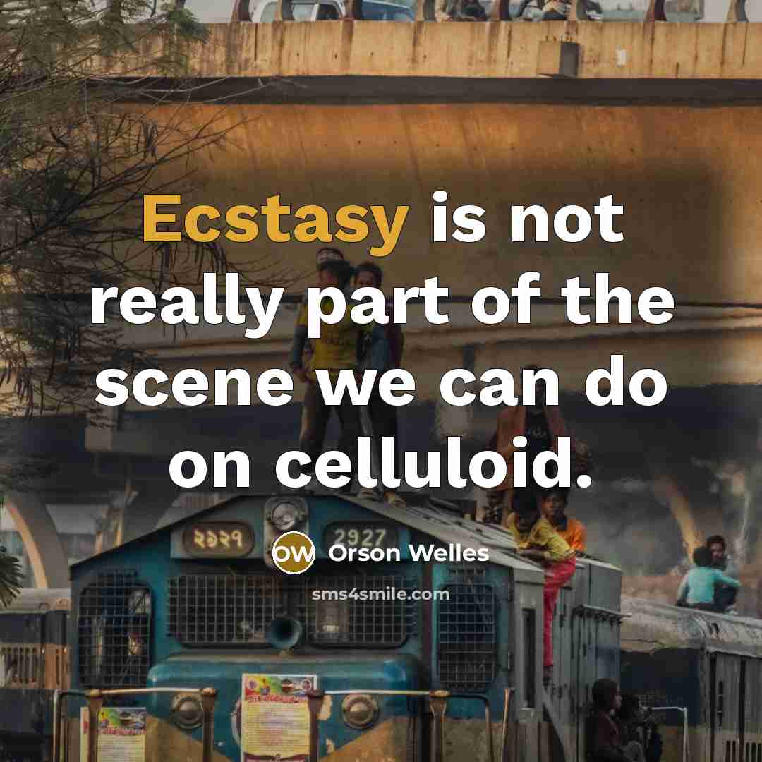 “Ecstasy is not really part of the scene we can…” quote by Orson Welles