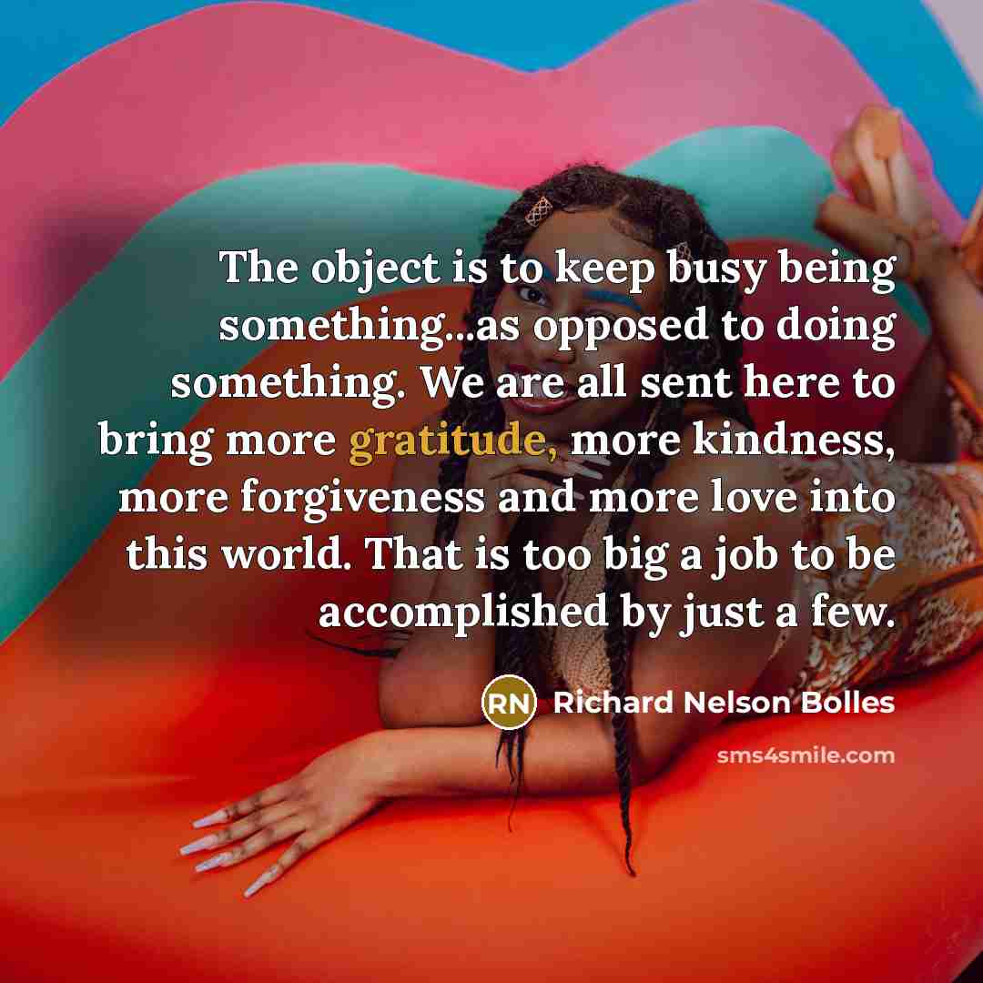 “The object is to keep busy being something...as opposed to…” quote by Richard Nelson Bolles