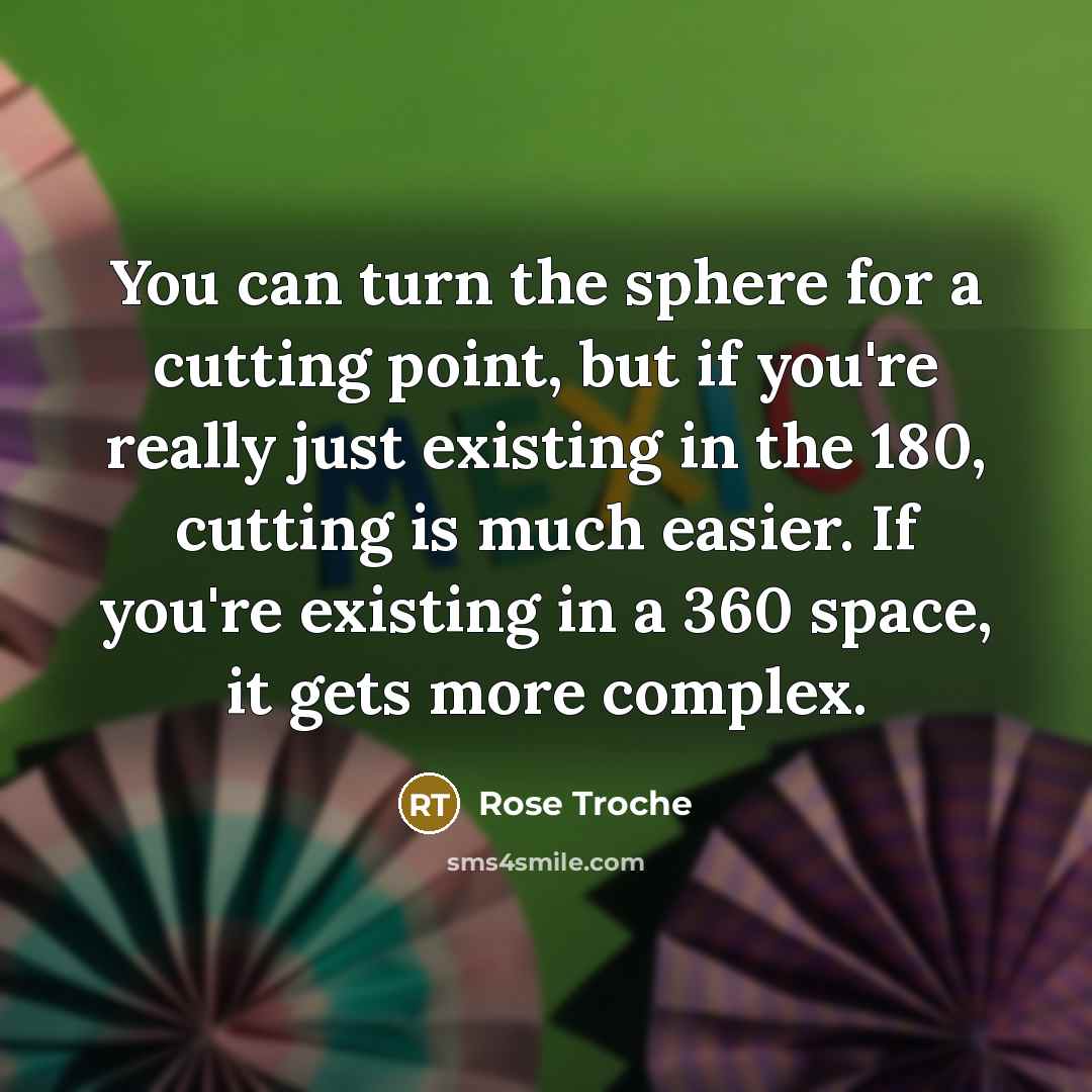 “You can turn the sphere for a cutting point, but…” quote by Rose Troche