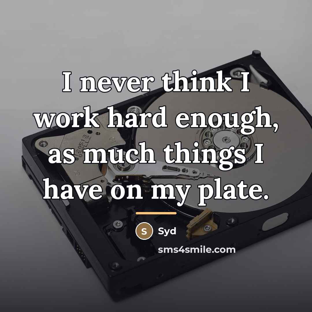 “I never think I work hard enough, as much things…” quote by Syd