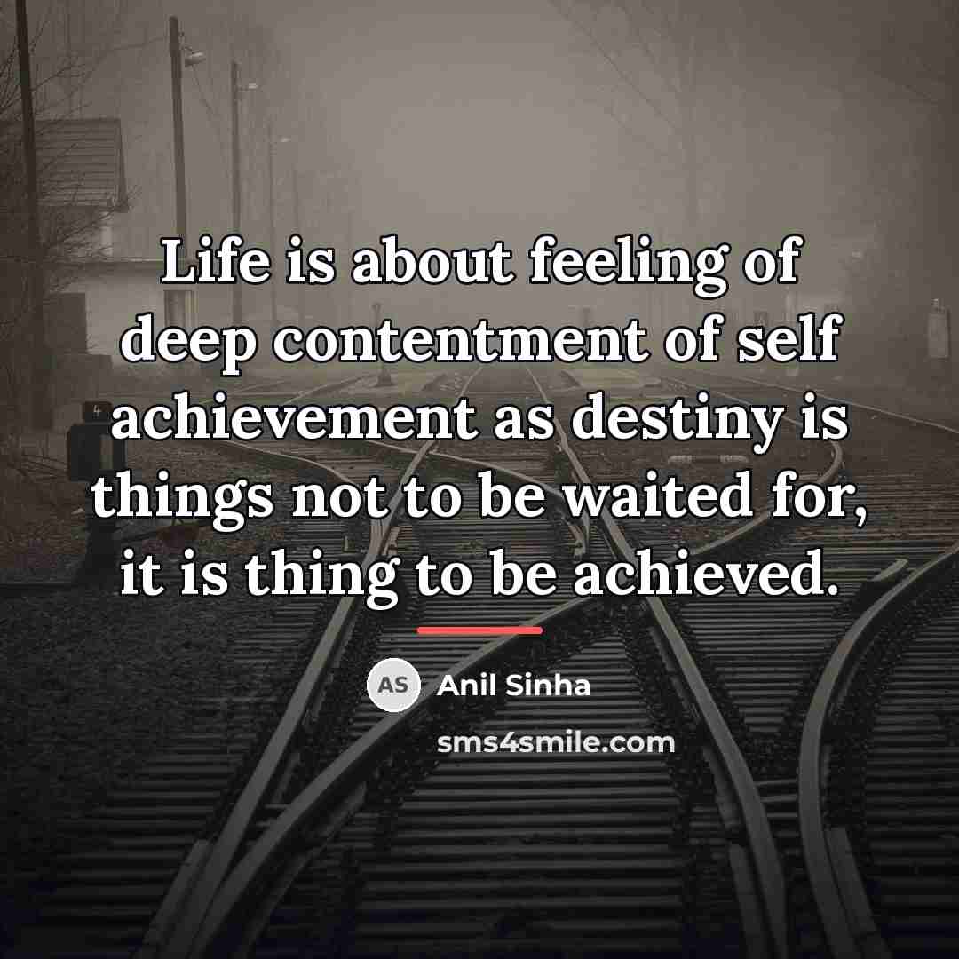 “Life is about feeling of deep contentment of self achievement…” quote by Anil Sinha