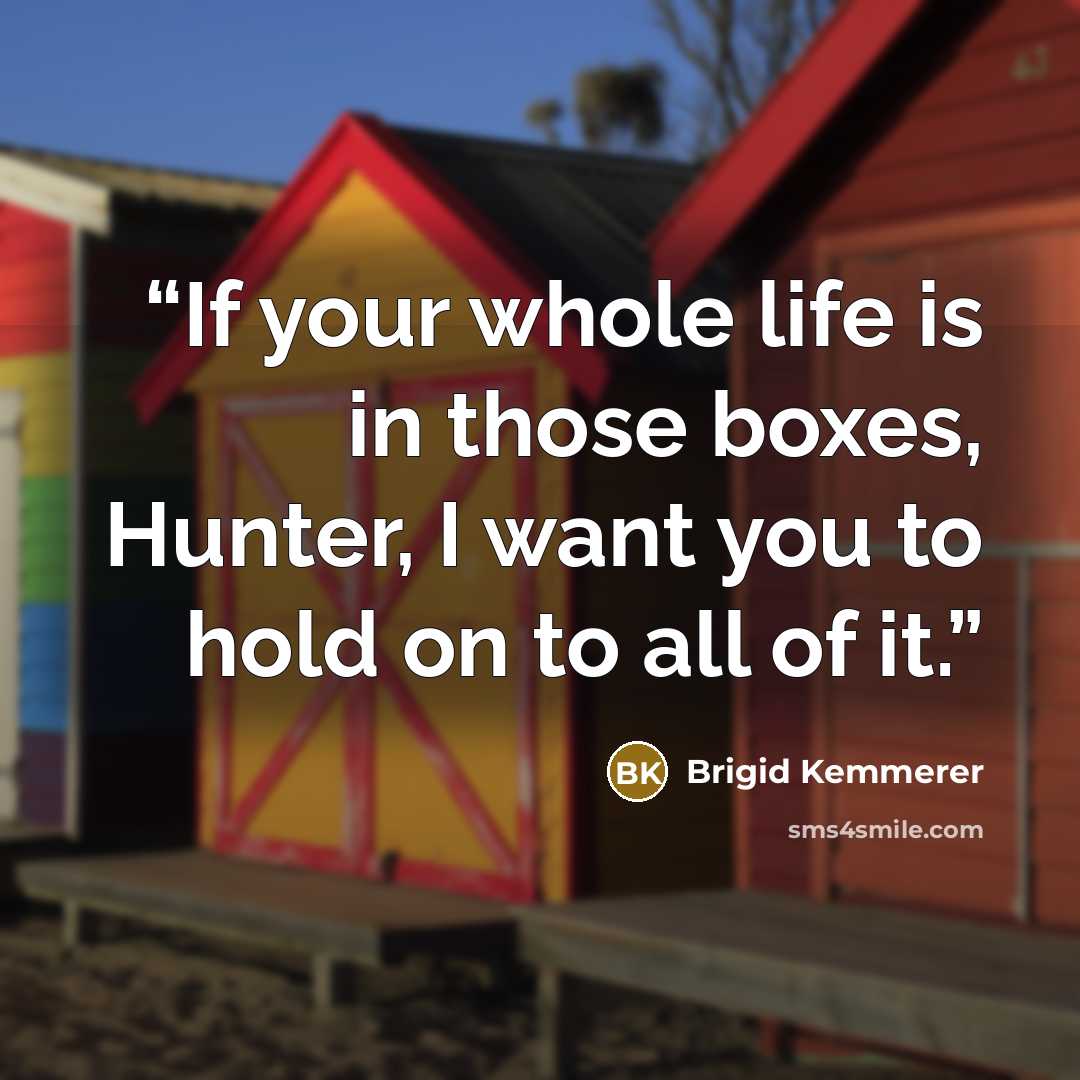 “If your whole life is in those boxes, Hunter, I want you to hold on to all of it.” quote by Brigid Kemmerer