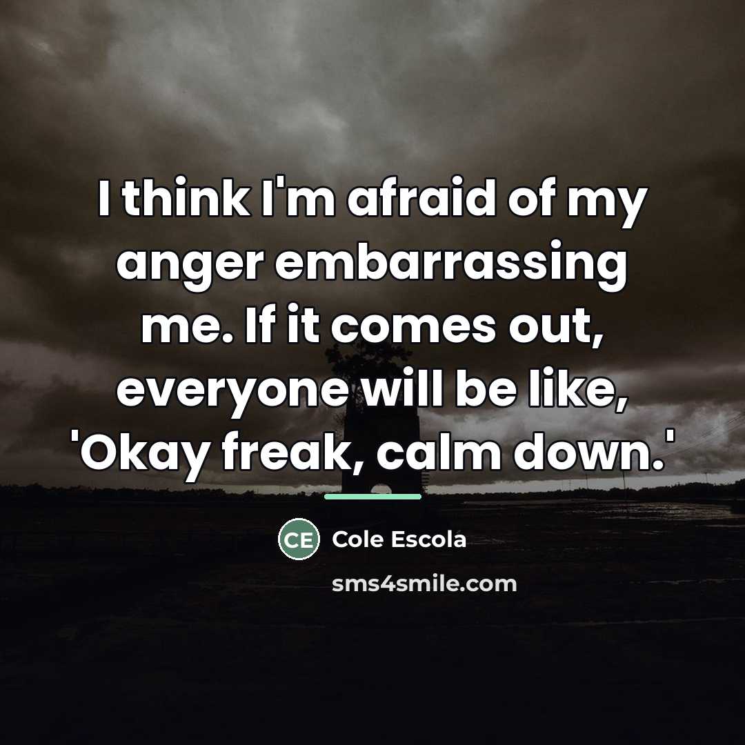“I think I'm afraid of my anger embarrassing me. If…” quote by Cole Escola