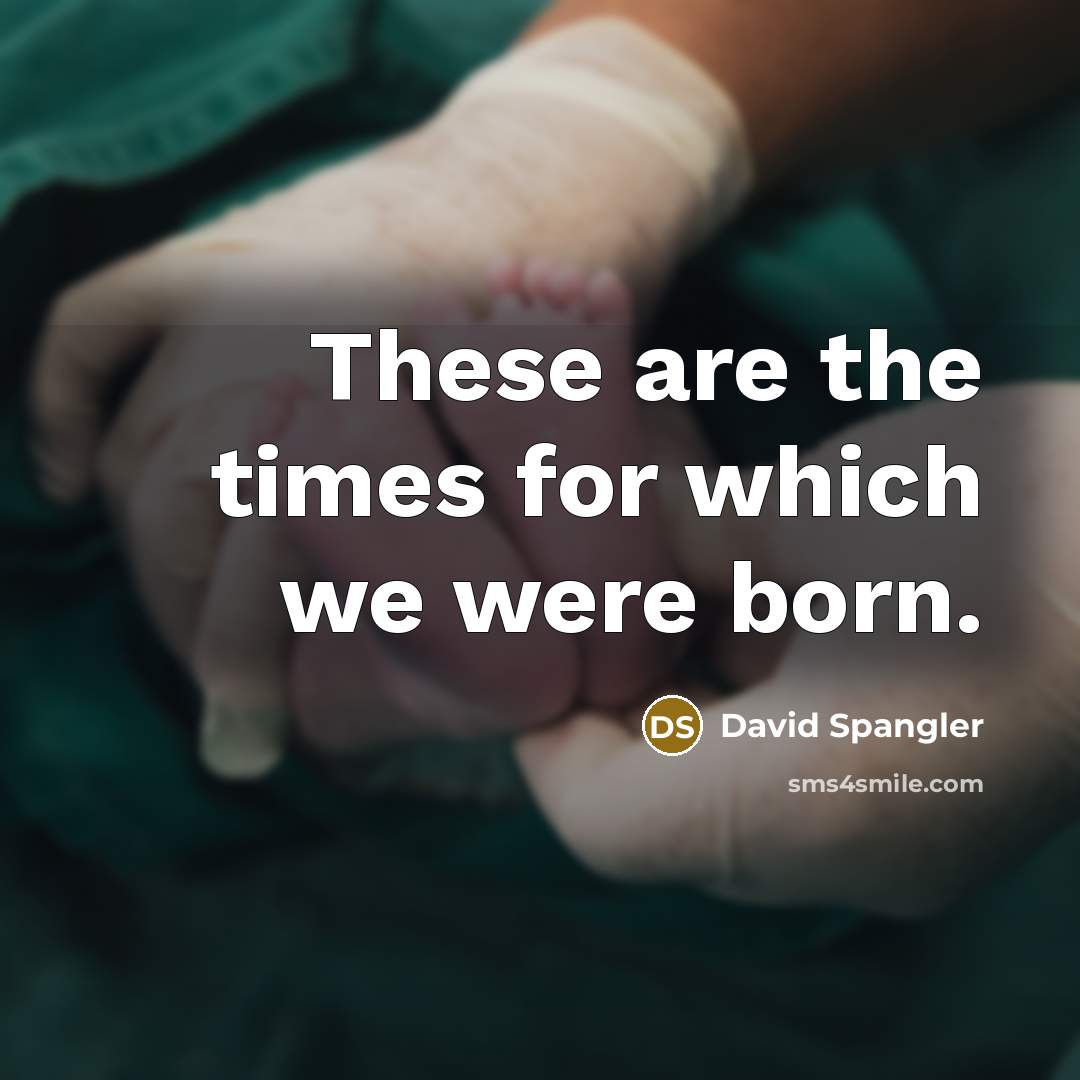 “These are the times for which we were born.…” quote by David Spangler
