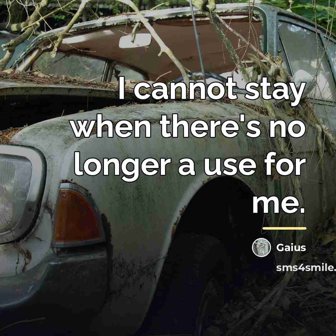 “I cannot stay when there's no longer a use for…” quote by Gaius