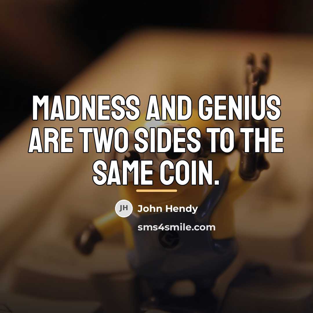 “Madness and genius are two sides to the same coin.…” quote by John Hendy