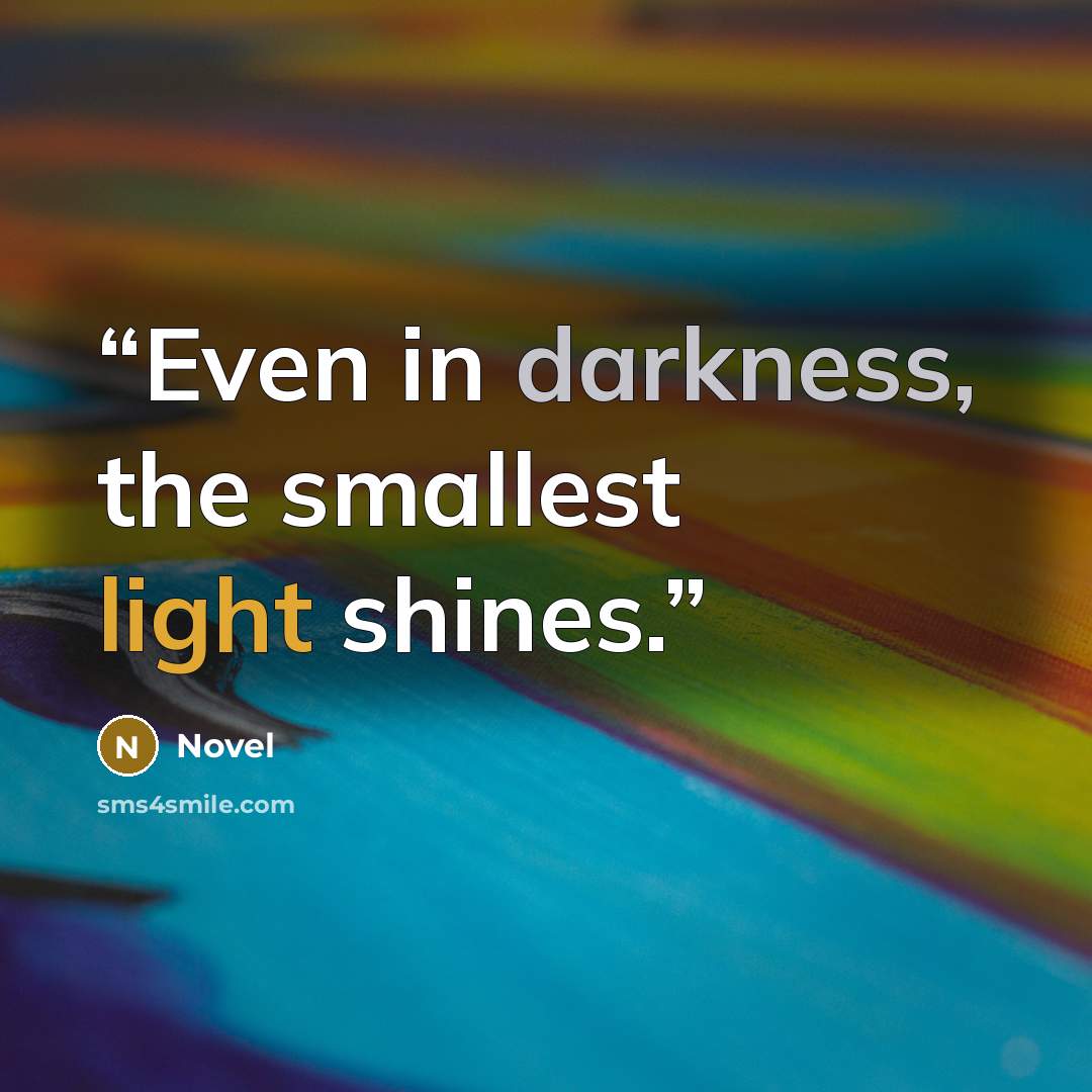 “Even in darkness, the smallest light shines.” quote by Novel