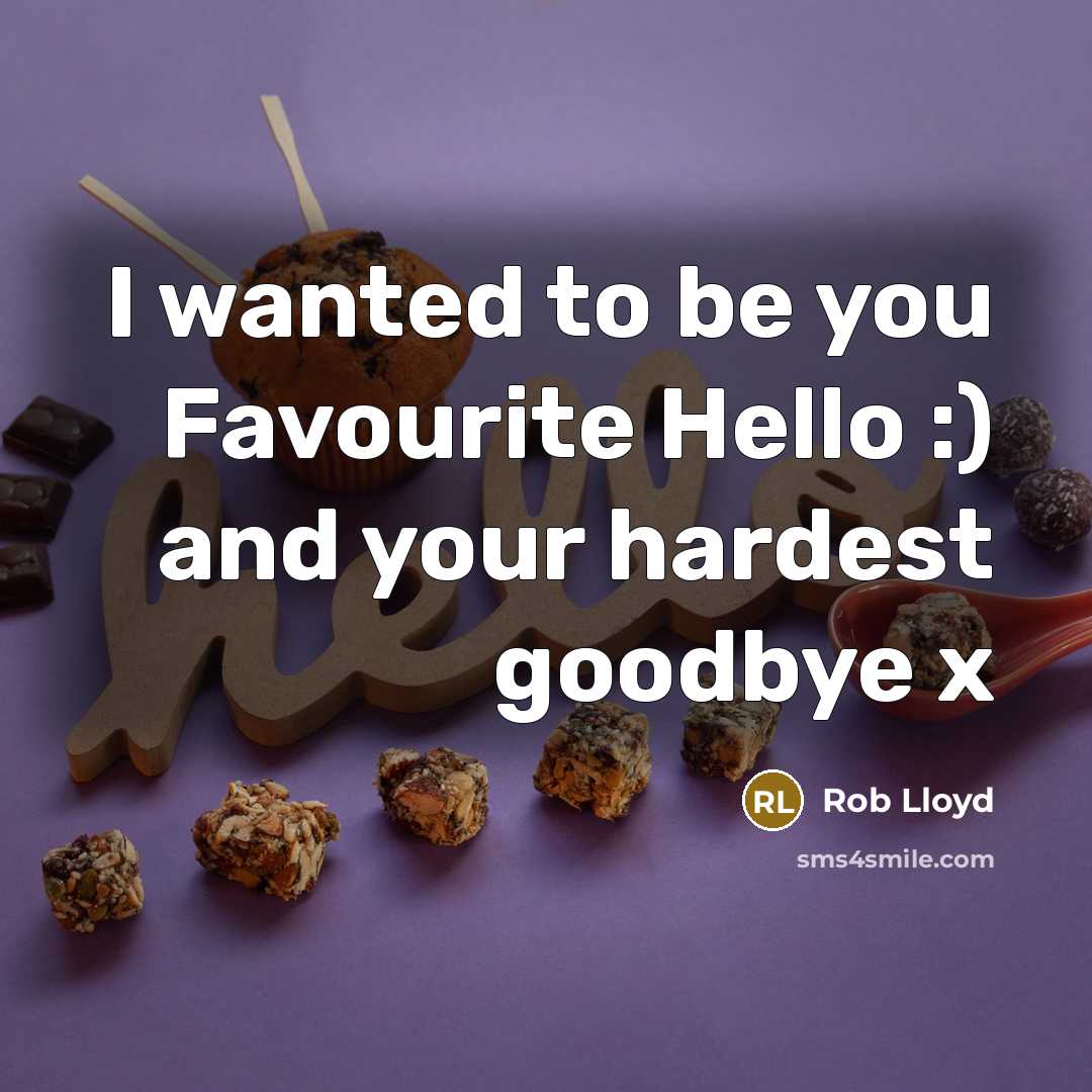“I wanted to be you Favourite Hello :) and your hardest goodbye x” quote by Rob Lloyd