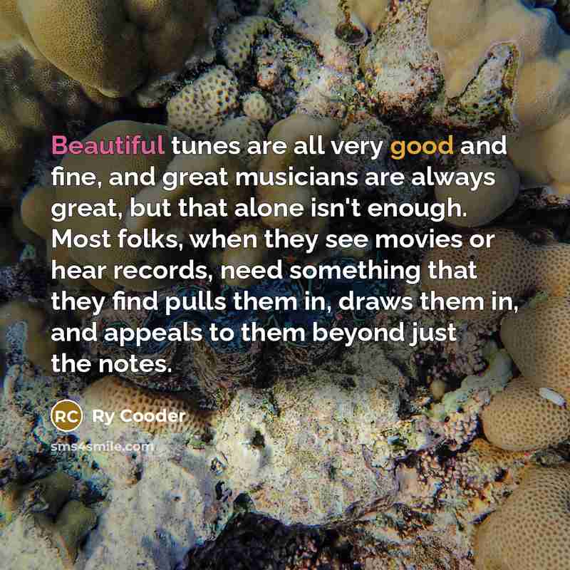 “Beautiful tunes are all very good and fine, and great…” quote by Ry Cooder