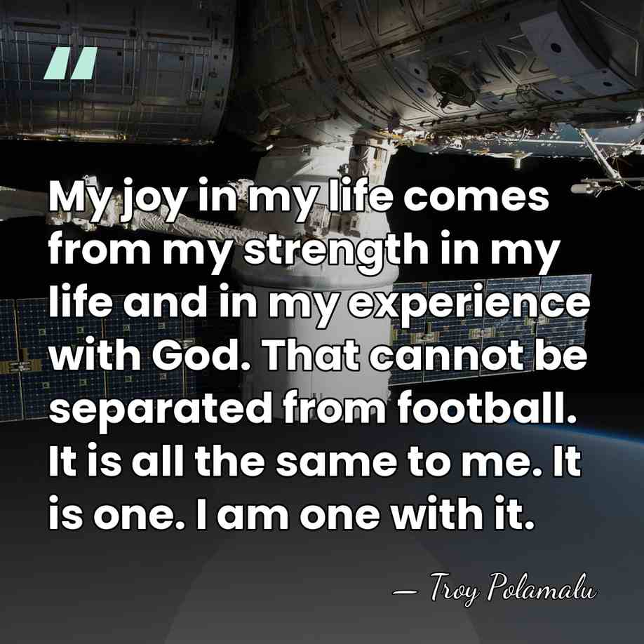 My joy in my life comes from my strength in my life&hellip; - Troy Polamalu