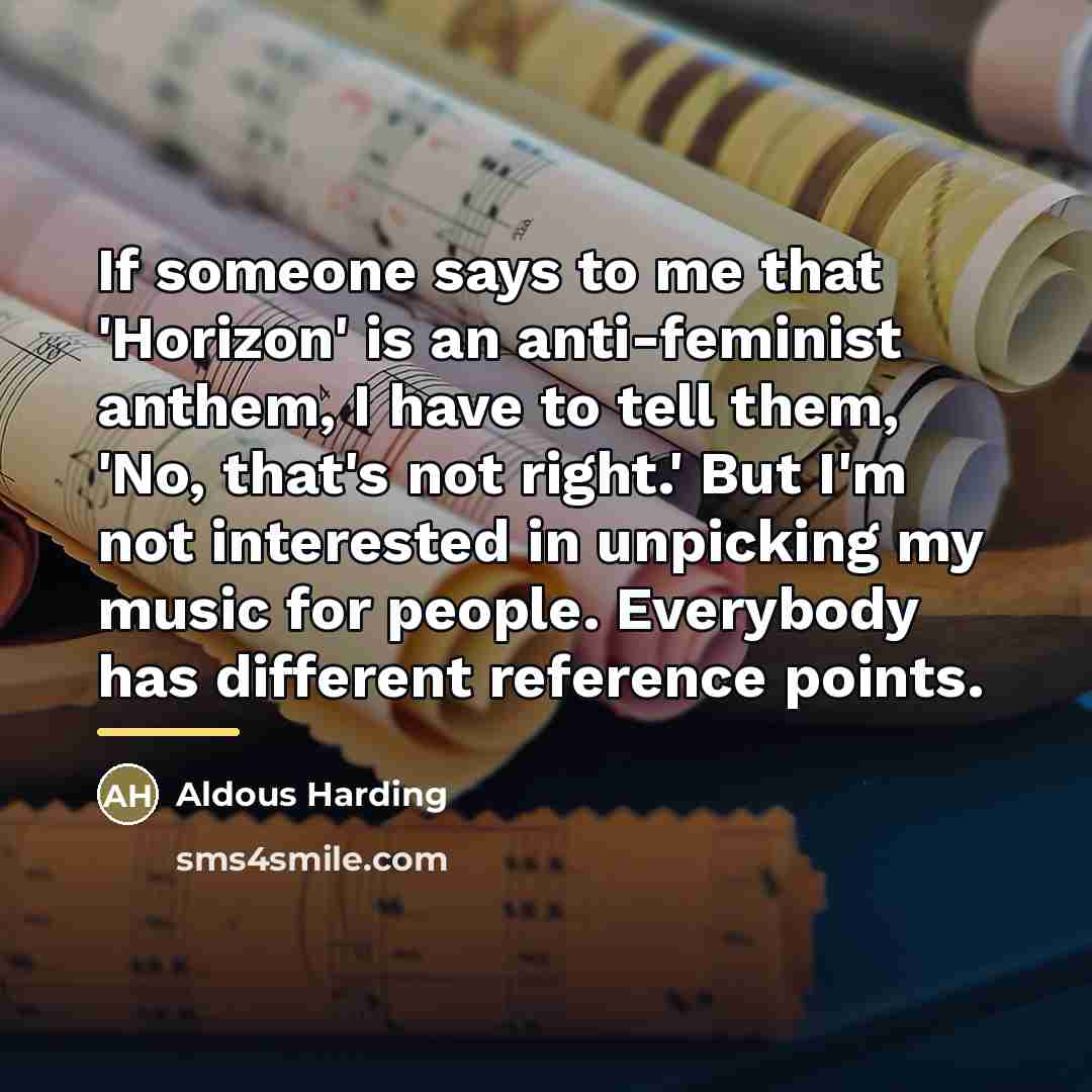 “If someone says to me that 'Horizon' is an anti-feminist…” quote by Aldous Harding