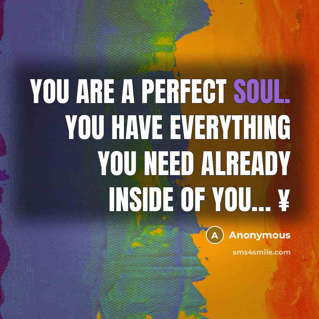 “You Are A Perfect Soul. You Have everything You Need…” quote by Anonymous