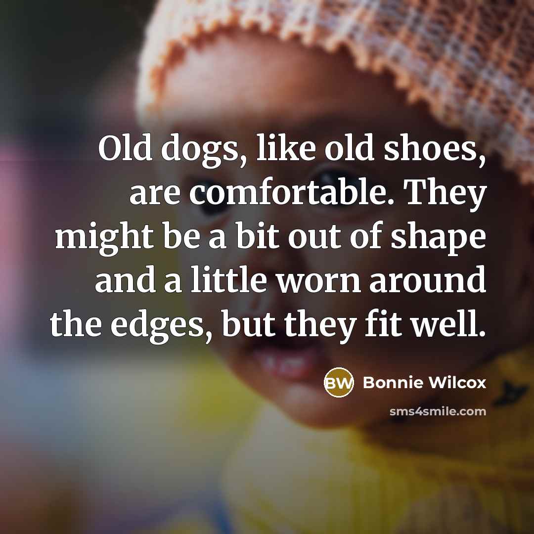 “Old dogs, like old shoes, are comfortable. They might be a bit out of shape and a little worn around the edges, but they fit well.” quote by Bonnie Wilcox