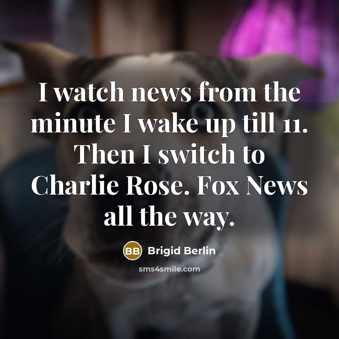 “I watch news from the minute I wake up till…” quote by Brigid Berlin