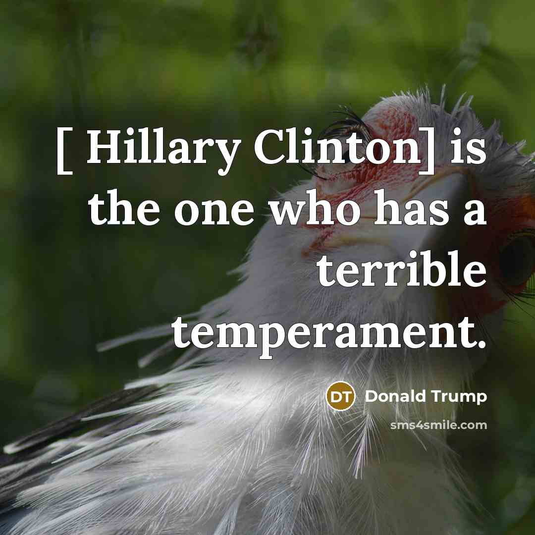 “[ Hillary Clinton] is the one who has a terrible…” quote by Donald Trump