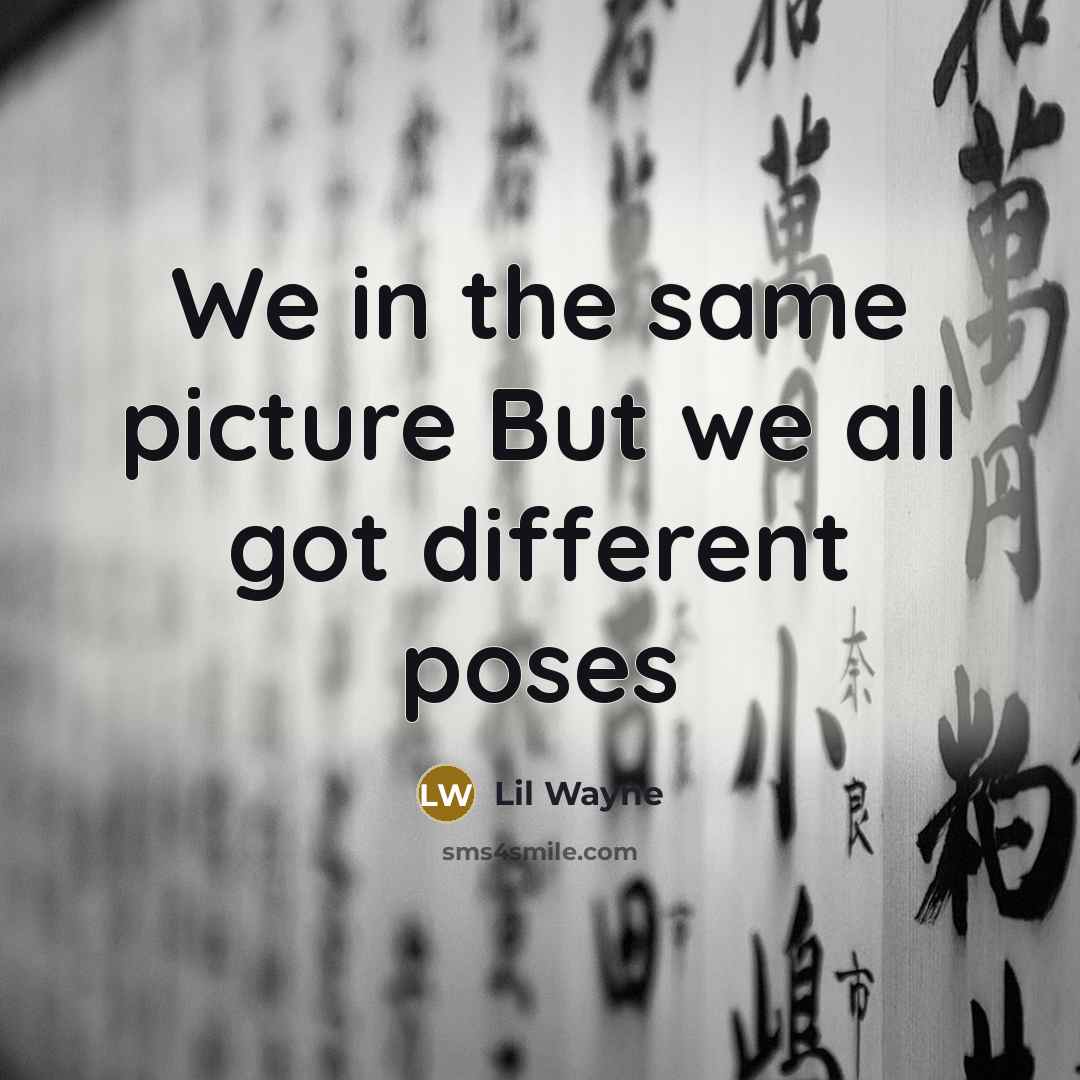 “We in the same picture But we all got different poses” quote by Lil Wayne