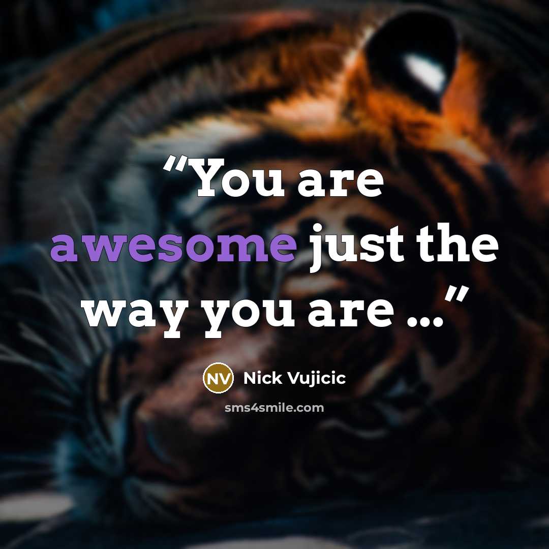 “You are awesome just the way you are ...” quote by Nick Vujicic