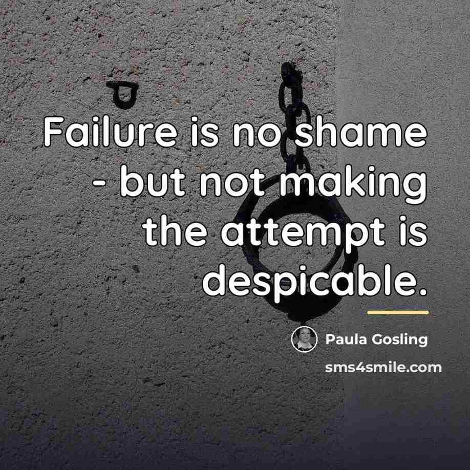 “Failure is no shame - but not making the attempt…” quote by Paula Gosling