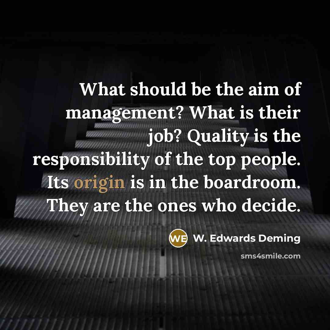“What should be the aim of management? What is their…” quote by W. Edwards Deming