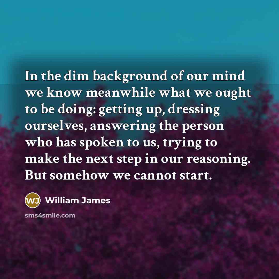 “In the dim background of our mind we know meanwhile…” quote by William James
