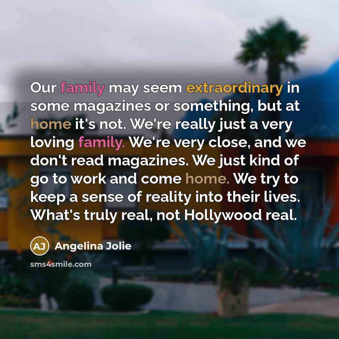 “Our family may seem extraordinary in some magazines or something,…” quote by Angelina Jolie