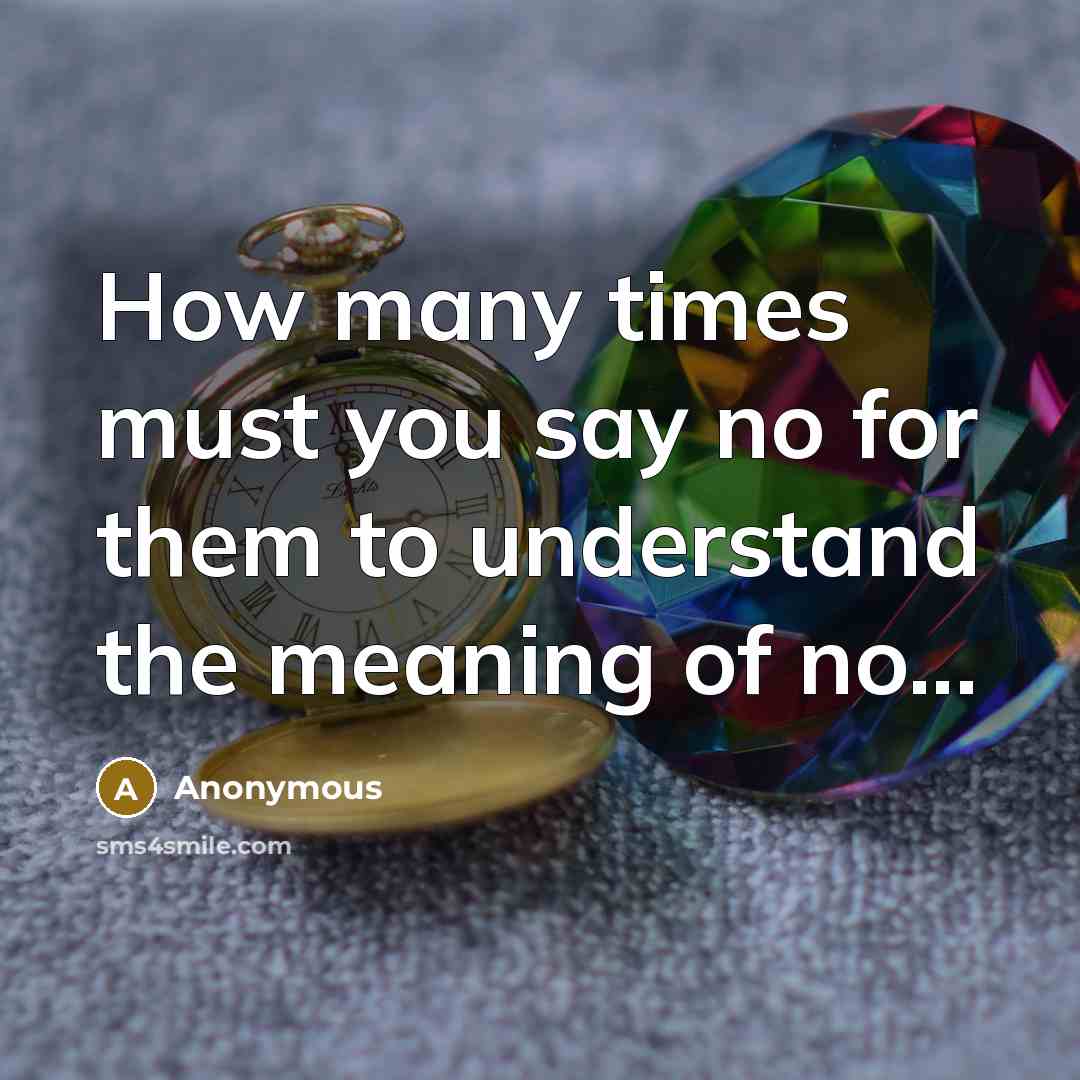 “How many times must you say no for them to understand the meaning of no...” quote by Anonymous
