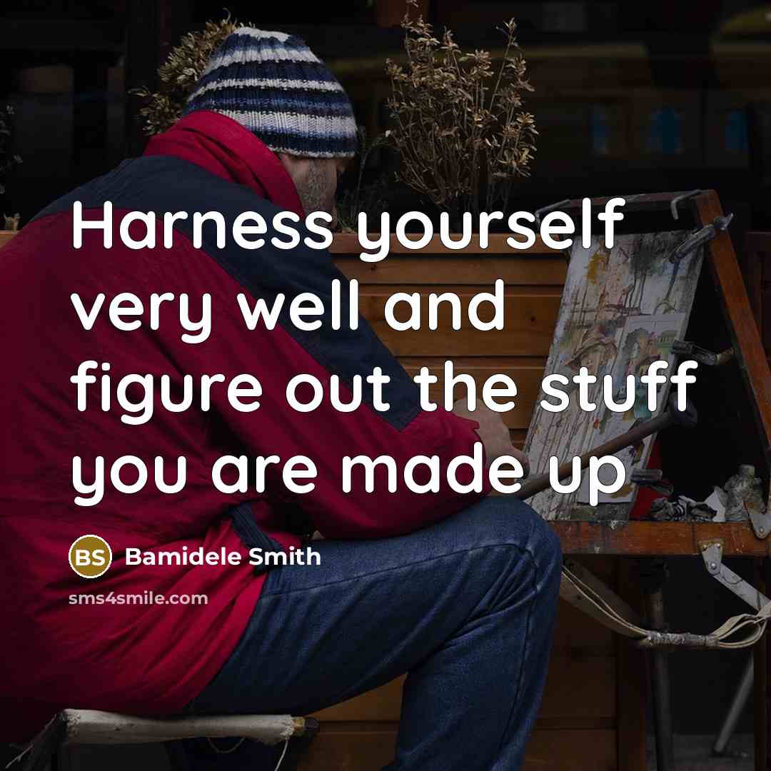 “Harness yourself very well and figure out the stuff you…” quote by Bamidele Smith