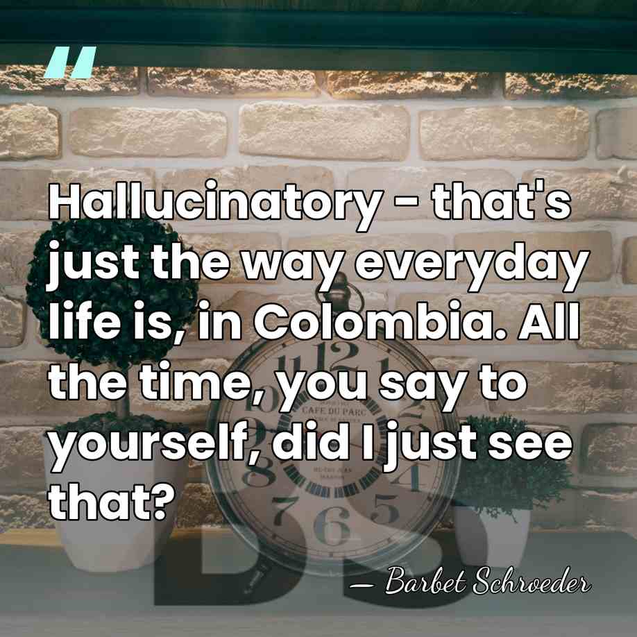 Hallucinatory - that's just the way everyday life is, in Colombia. All&hellip; - Barbet Schroeder