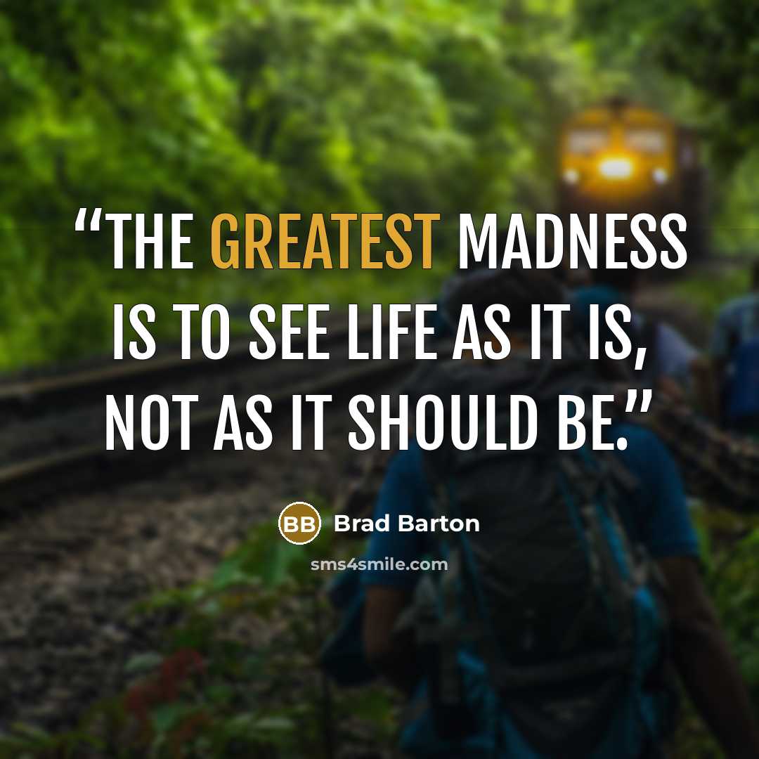 “The greatest madness is to see life as it is, not as it should be.” quote by Brad Barton