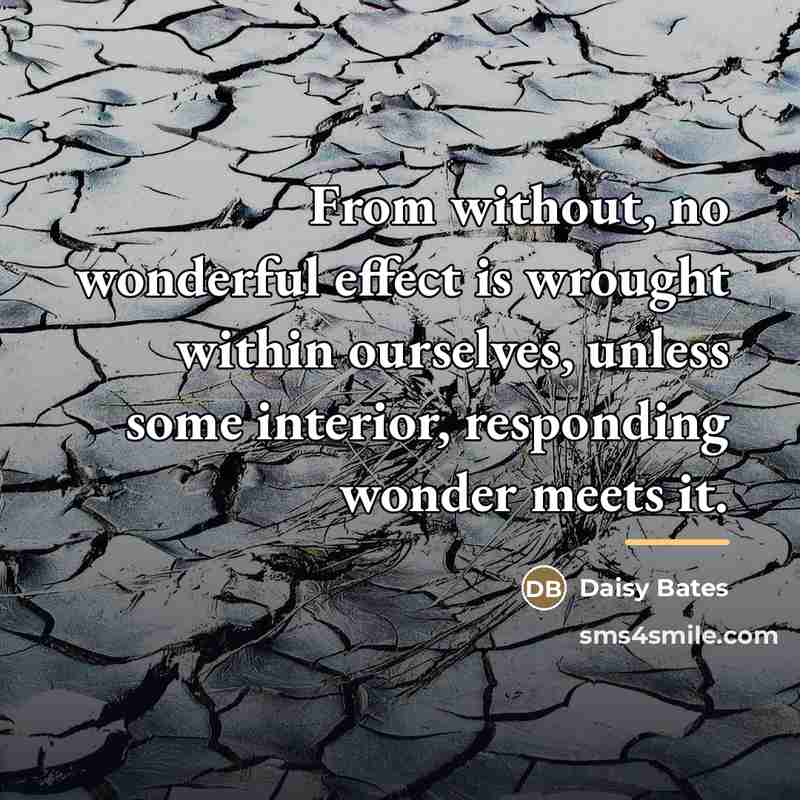 “From without, no wonderful effect is wrought within ourselves, unless…” quote by Daisy Bates