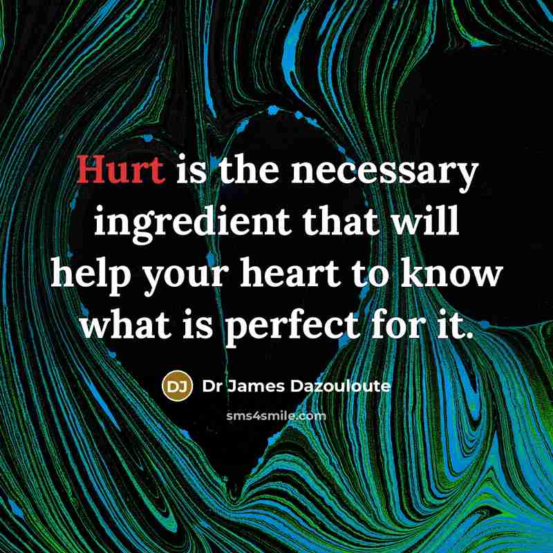 “Hurt is the necessary ingredient that will help your heart…” quote by Dr James Dazouloute