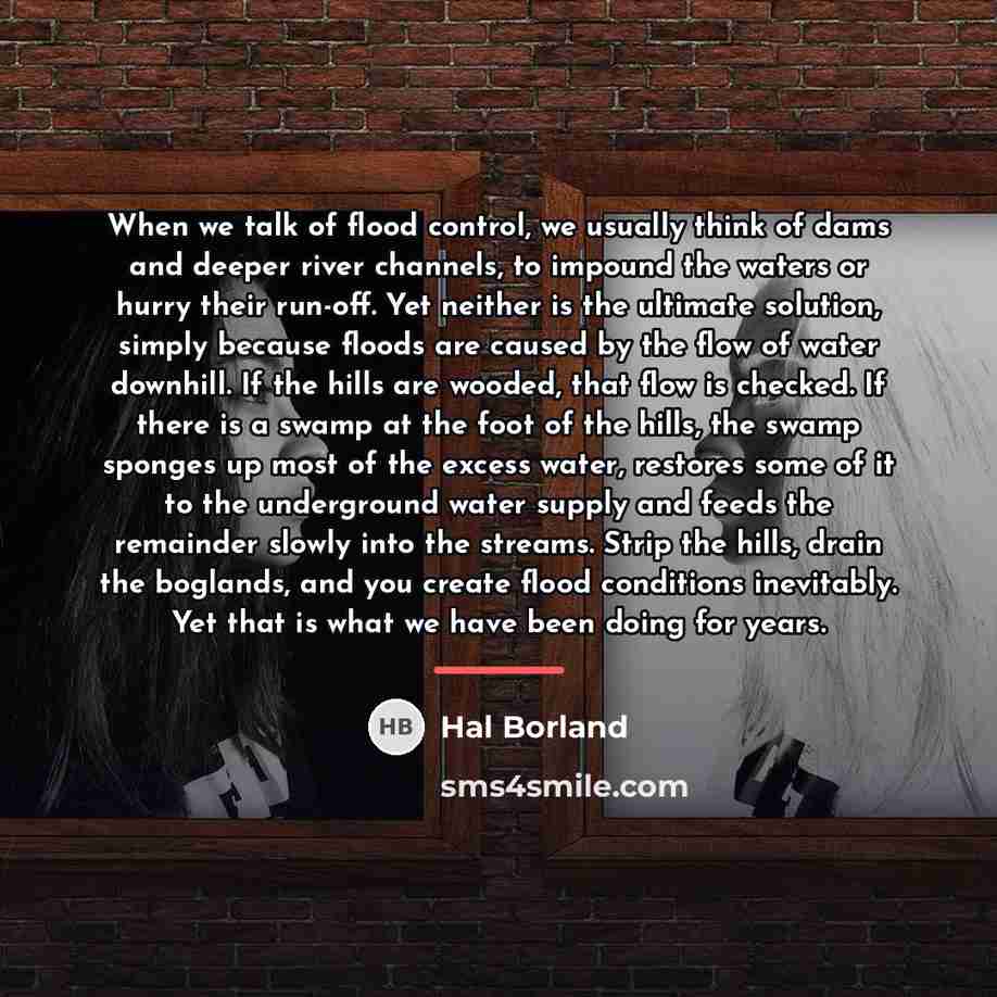 “When we talk of flood control, we usually think of…” quote by Hal Borland