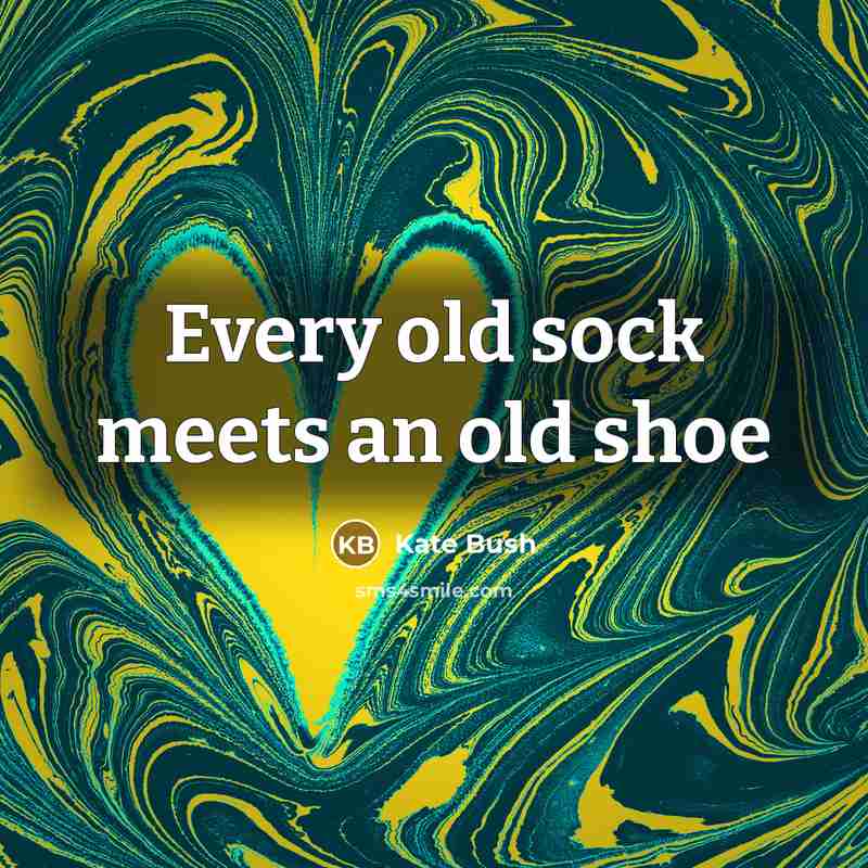 “Every old sock meets an old shoe…” quote by Kate Bush