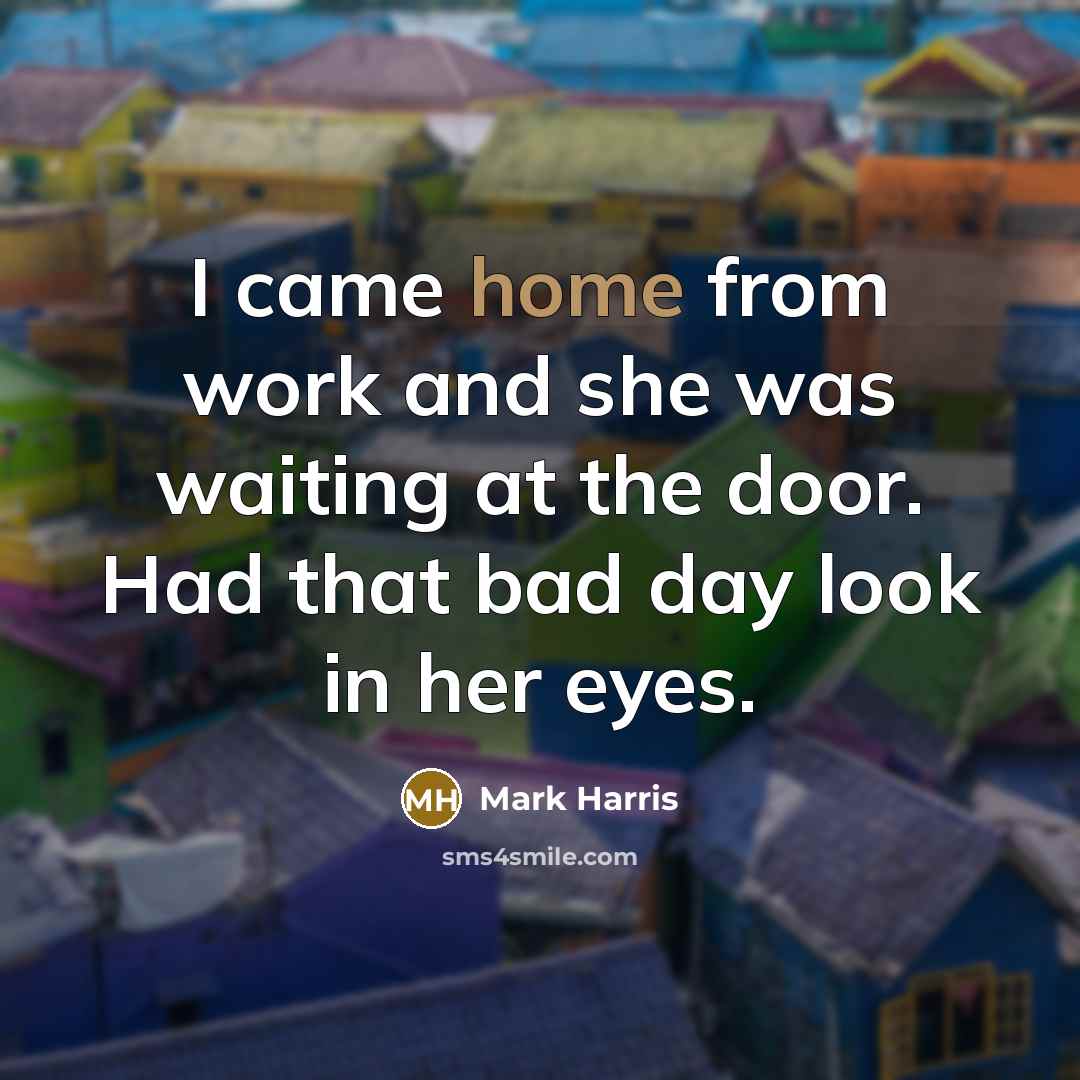 “I came home from work and she was waiting at…” quote by Mark Harris