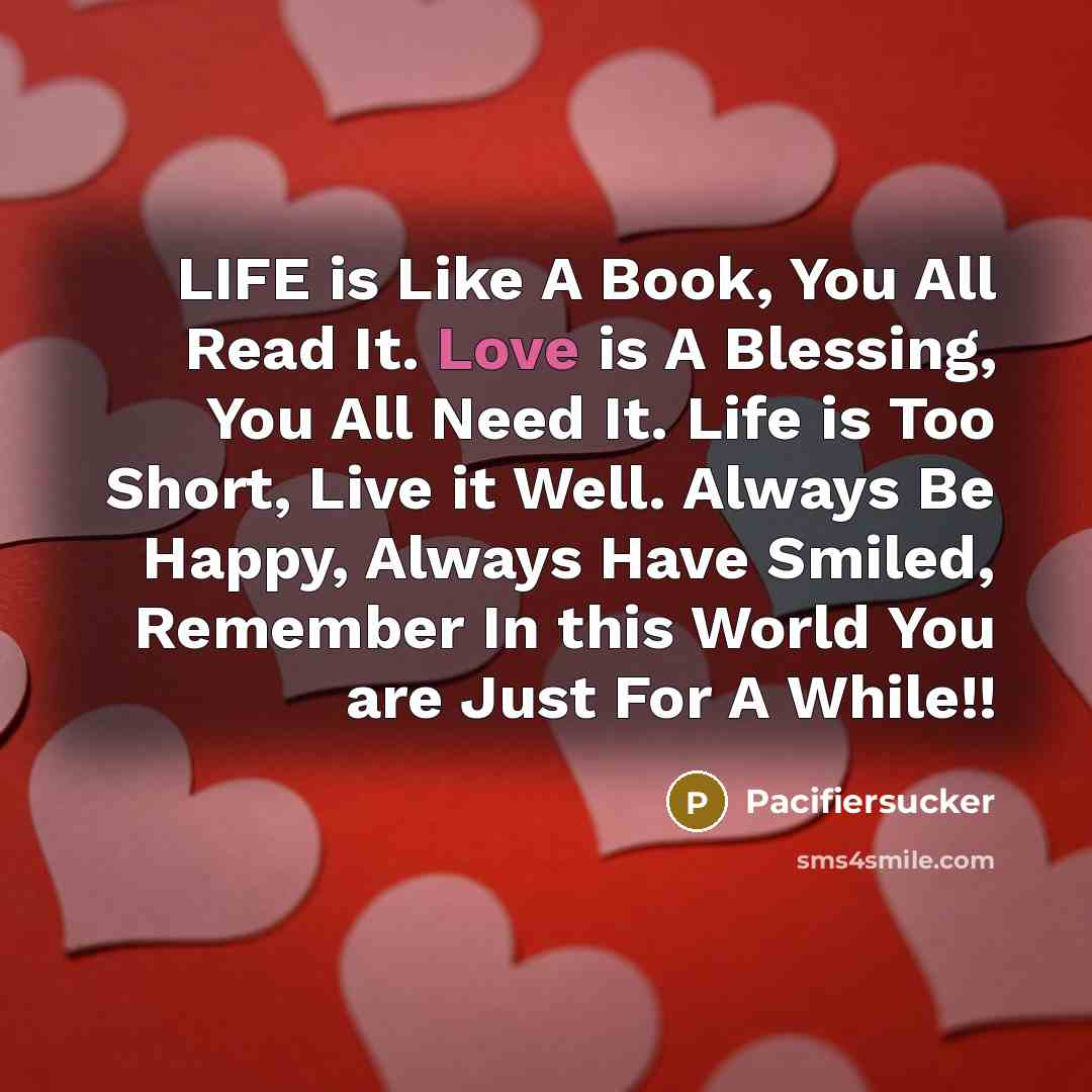 “LIFE is Like A Book, You All Read It. Love…” quote by Pacifiersucker