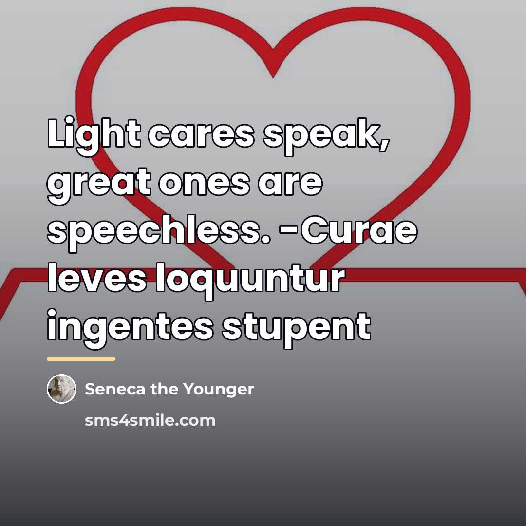 “Light cares speak, great ones are speechless. -Curae leves loquuntur…” quote by Seneca the Younger