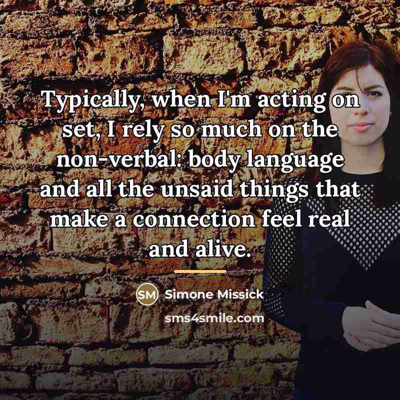 “Typically, when I'm acting on set, I rely so much…” quote by Simone Missick