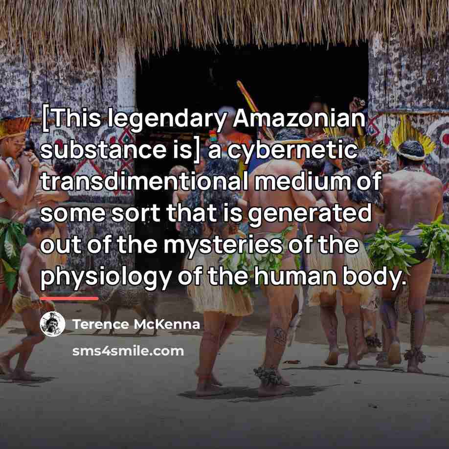 “[This legendary Amazonian substance is] a cybernetic transdimentional medium of…” quote by Terence McKenna
