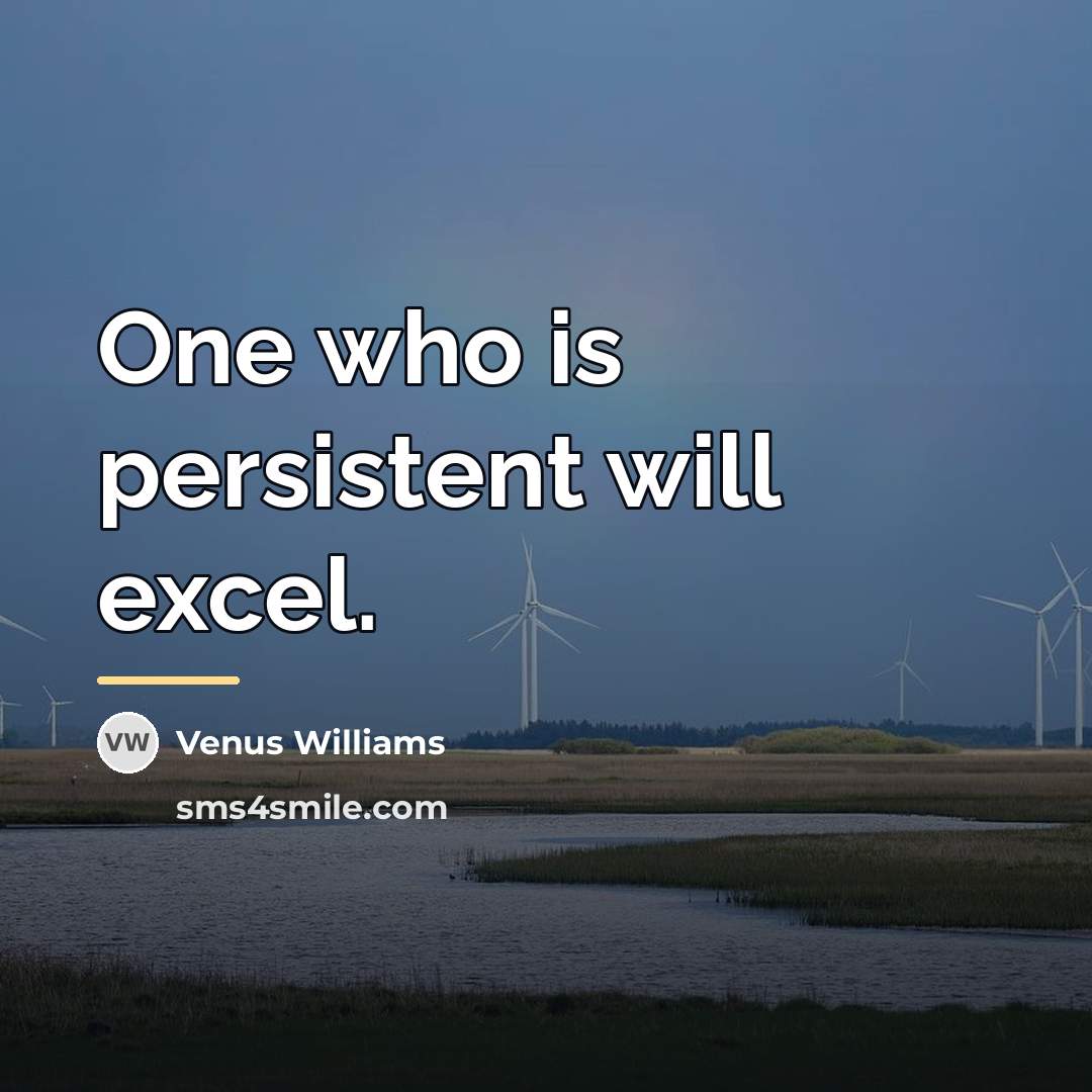 “One who is persistent will excel.…” quote by Venus Williams