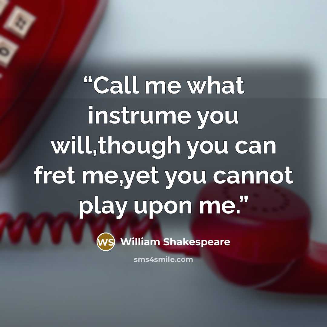 “Call me what instrume you will,though you can fret me,yet you cannot play upon me.” quote by William Shakespeare