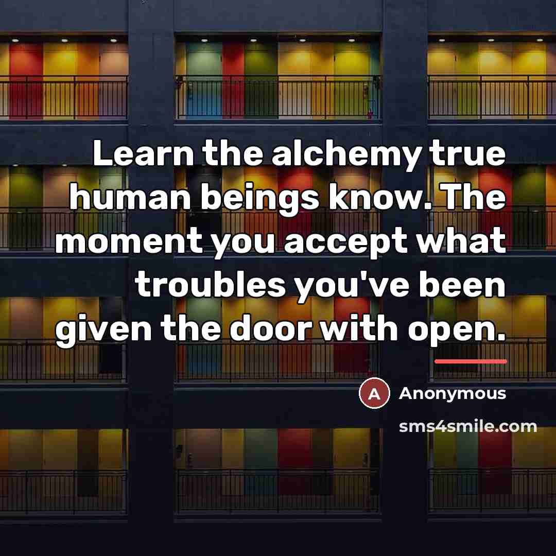 “Learn the alchemy true human beings know. The moment you…” quote by Anonymous