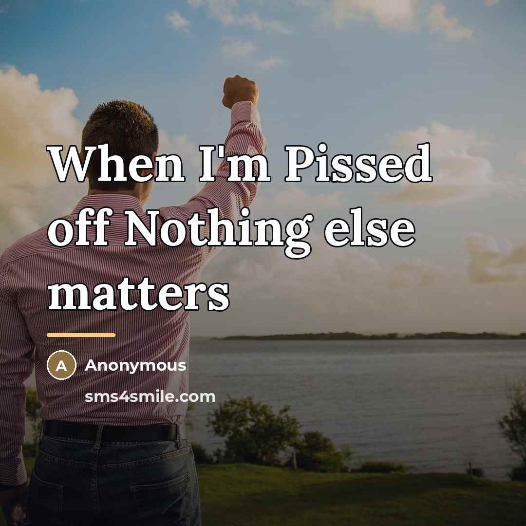 “When I'm Pissed off Nothing else matters…” quote by Anonymous