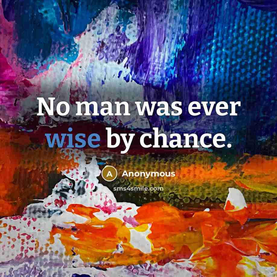 “No man was ever wise by chance.” quote by Anonymous